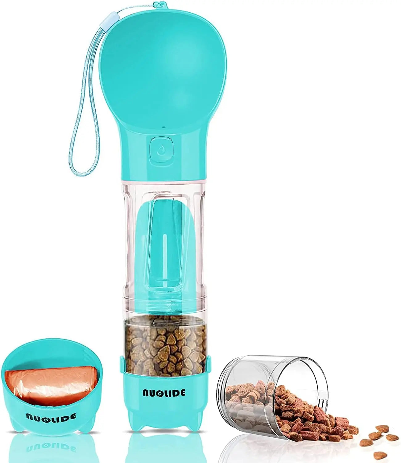 Dog Water Bottles for Walking, 4 in 1 Portable Pet Water Bottle Dispenser Leakproof Dog Travel Water Bottle with Food Container & Waste Bag, Dog Accessories for Outdoor Hiking